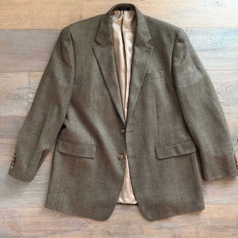 Vtg LRL Houndstooth Men’s Sports Jacket ~ Lambs Wool 2 Button Blazer ~ Size 42L